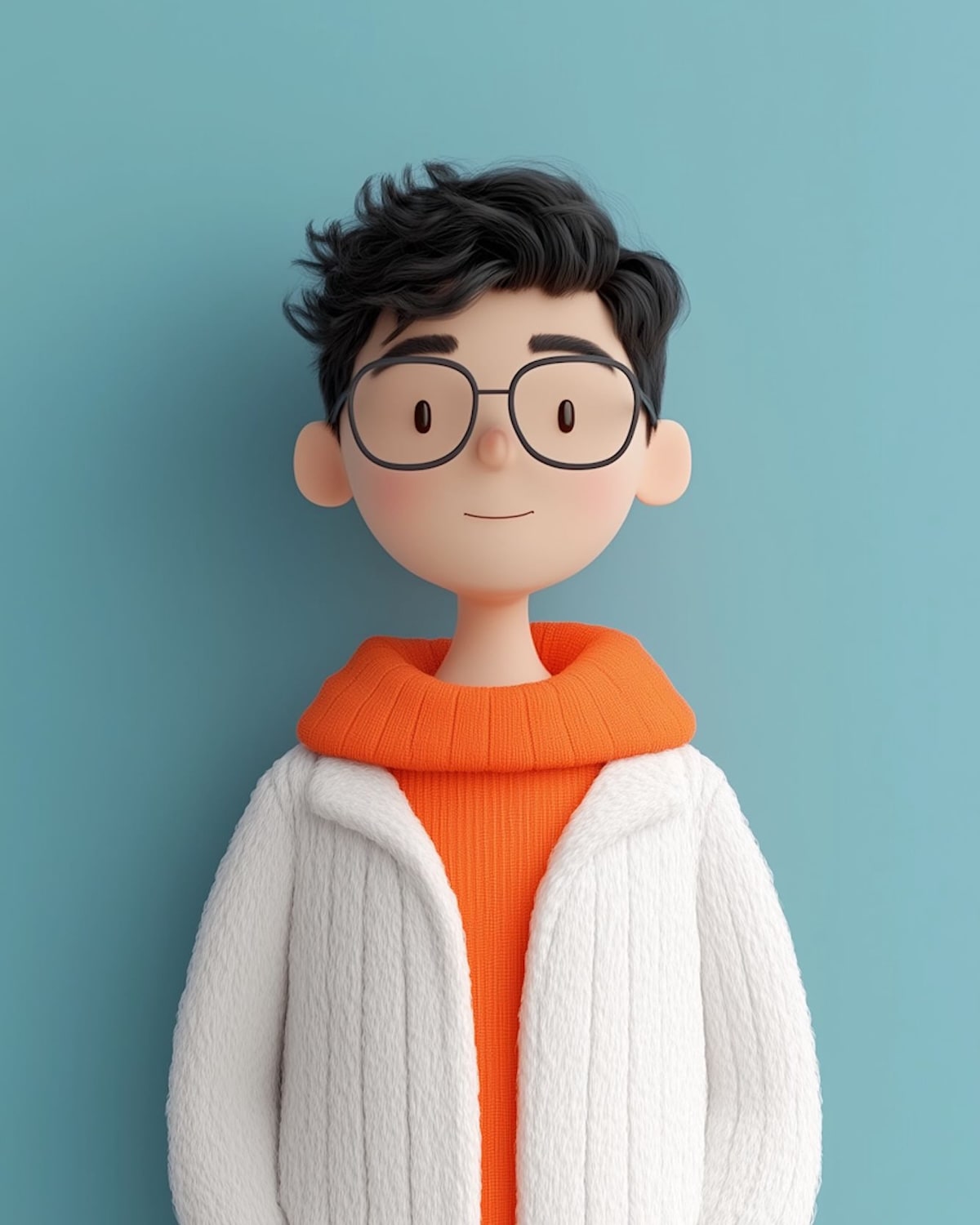 Portrait  of a young 3D character with glasses